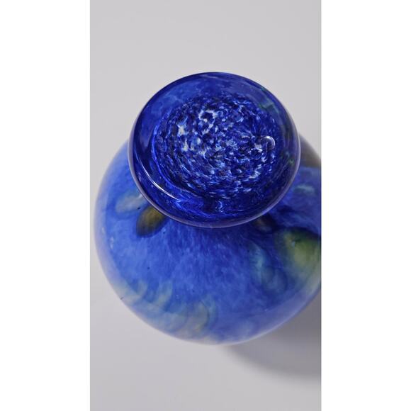 Vintage Lavorazione T.Murano Blue Green Glass Vase - Picture 6 of 6